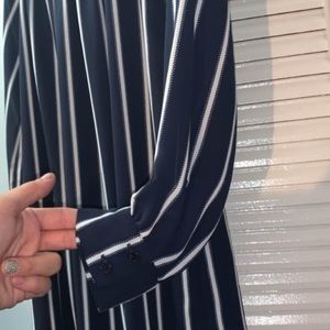 Dark blue and white striped dress